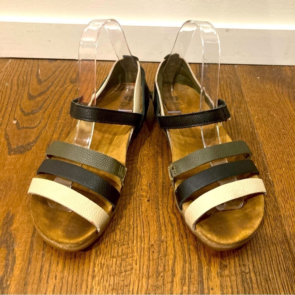EL NATURALISTA Sz 38 Zumaia Leather  Velcro Closure Elastic On One Strap Sandals